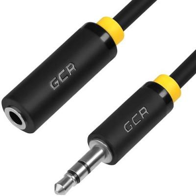 Greenconnect Удлинитель аудио 1.5m jack 3,5mm/jack 3,5mm черный, желтая окантовка, 28 AWG, M/F,  экран, стерео(GCR-STM0114-1.5m)