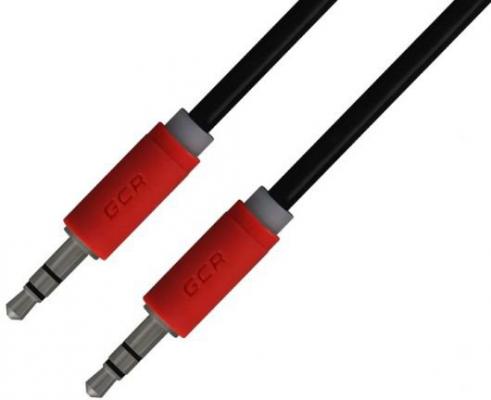 Greenconnect Кабель аудио 1.0m jack 3,5mm/jack 3,5mm черный, красные коннекторы, ультрагибкий, 28 AWG, M/M, Premium , экран, стерео(GCR-AVC115-1.0m)