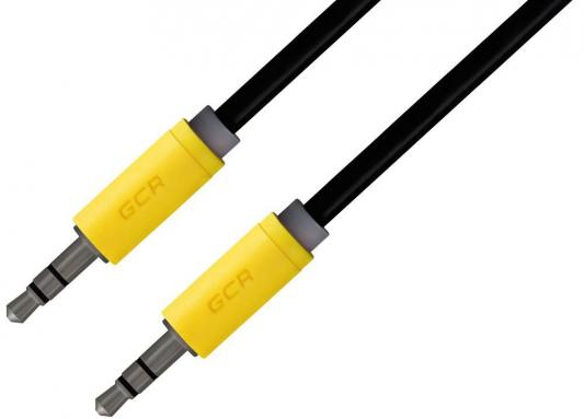 Greenconnect Кабель аудио 0.5m jack 3,5mm/jack 3,5mm черный, желтые коннекторы, 28 AWG, M/M,  экран, стерео(GCR-AVC014-0.5m)