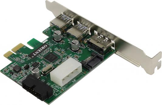 Контроллер ORIENT NC-3U2219PE-SE, PCI-Ex, USB 3.0 2ext/2int (19pin) port + eSATA Power (сквозной SATA порт+питание), NEC D720201 chipset, разъем доп.п