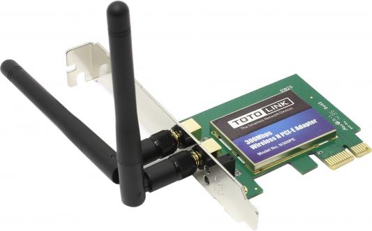 TOTOLINK N300PE Беспроводной PCI Express адаптер 300Мбит/с стандарта N с 2 съемными антеннами (Realtec)