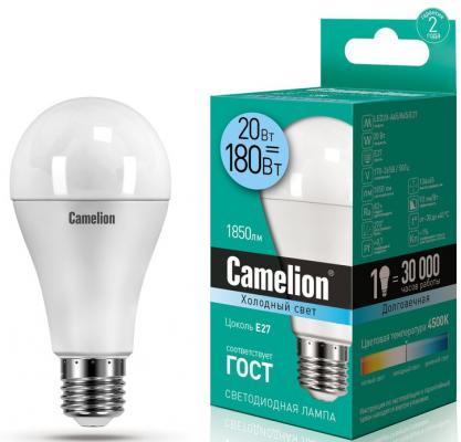 Лампа светодиодная груша Camelion LED20-A65/845/E27 E27 20W 4500K 13165
