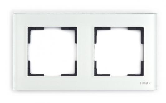 Рамка LUXAR Art 15.902.20  на 2 поста белое стекло горизонт.