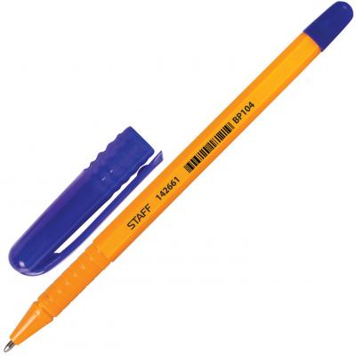 Ручка шариковая STAFF, шестигранная, оранжевый корпус, узел 1 мм, линия 0,5 мм, синяя, 142661