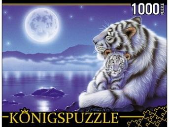 Пазлы 1000 Белые тигры под луной