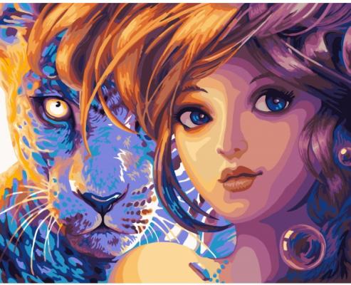 Рисование по номерам Фабрика творчества "Девушка и леопард"