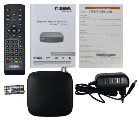 Ресивер DVB-T2 Cadena CDT-1793 черный ресивер cadena cdt 100 черный dvb t2