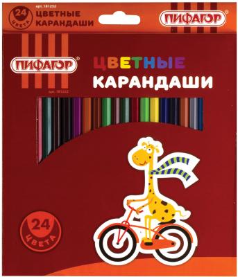 Набор цветных карандашей ПИФАГОР "Жираф" 181252 24 шт 176 мм