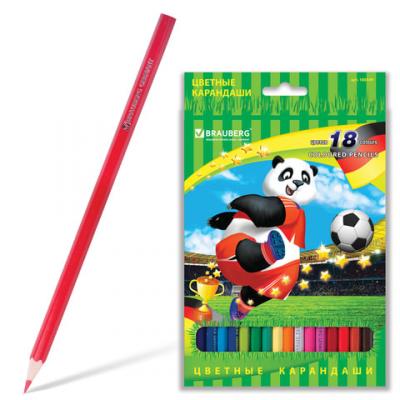 Набор цветных карандашей BRAUBERG "Football match" 18 шт 176 мм