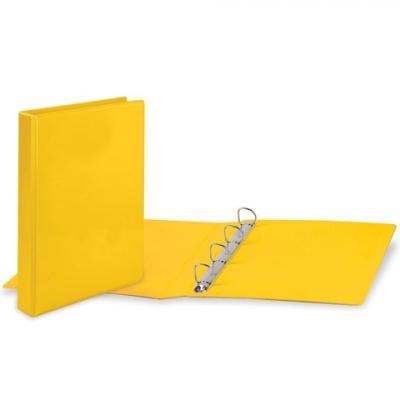 Папка на 4 кольцах BRAUBERG, картон/ПВХ, с передним прозрачным карманом, 50 мм, желтая, до 300 листов, 223533