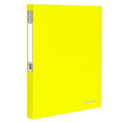 Папка на 2 кольцах c внутренним карманом BRAUBERG "Neon", 25 мм, неоновая, желтая, до 170 листов, 0,7 мм, 227457