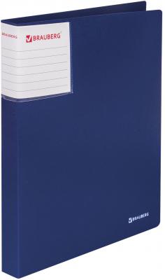 Папка на 2 кольцах с внутренним карманом BRAUBERG "Шелк", 25 мм, синяя, до 170 листов, 0,7 мм, 227502