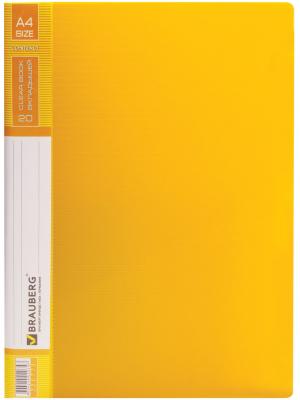 Папка 20 вкладышей BRAUBERG "Contract", желтая, вкладыши-антиблик, 0,7 мм, бизнес-класс, 221775