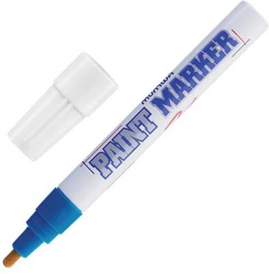 Маркер-краска лаковый (paint marker) MUNHWA, 4 мм, нитро-основа, алюминиевый корпус, синий, PM-02
