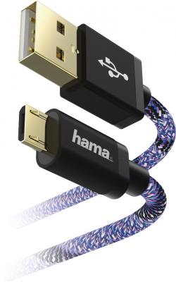 Кабель Hama Sporty 00183207 USB A(m) micro USB B (m) 1.5м синий/розовый