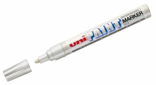 Маркер-краска лаковый (paint marker) UNI (Япония) Paint, белый, 2,2-2,8 мм, нитро-основа, алюминиевый корпус, PX-20(L) WHITE