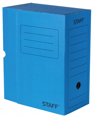 Короб архивный с клапаном, микрогофрокартон, 150 мм, до 1400 листов, синий, STAFF, 128867