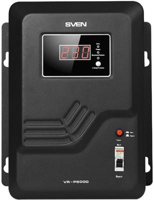 Stabilizer SVEN VR-P 5000, Relay, 5000VA, 3300W, 140-275v, output terminals, black,  350 ? 285 ? 160mm, 9.51kg.
