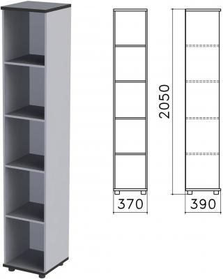 Шкаф (стеллаж) Монолит, 370х390х2050 мм, 4 полки, цвет серый, КМ45.11