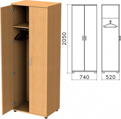 Шкаф для одежды Монолит, 740х520х2050 мм, цвет бук бавария, ШМ50.1