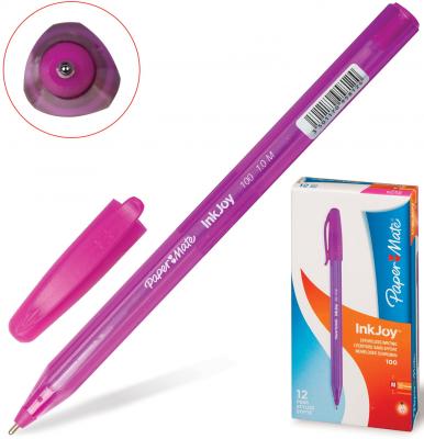 Ручка шариковая PAPER MATE "Inkjoy 100", корпус тонированный розовый, узел 1,2 мм, линия 1 мм, розовая, S0977320