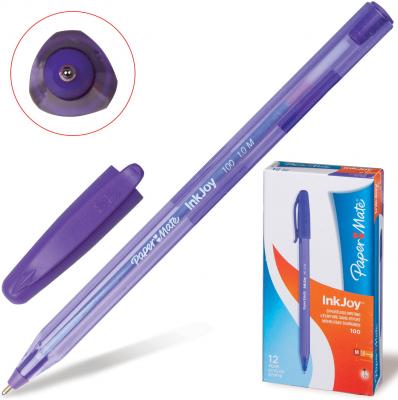 Ручка шариковая PAPER MATE "Inkjoy 100", корпус тонированный фиолетовый, узел 1,2 мм, линия 1 мм, фиолетовая, S0977330