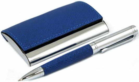 Набор GALANT "Prestige Collection": ручка, визитница, синий, "фактурная кожа", подарочная коробка, 141376