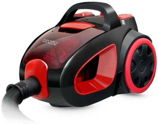 Пылесос Ginzzu VS437, 2000/400 Вт., без мешка, циклонный фильтр, чёрный/красный
