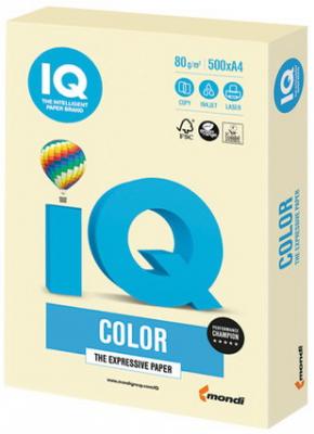 Бумага IQ color, А4, 80 г/м2, 500 л., пастель, ванильная, BE66