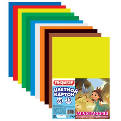 Набор цветного картона ПИФАГОР Лесная фея A4 10 листов