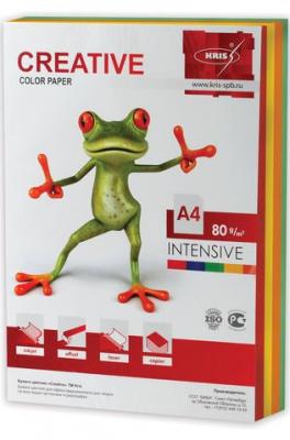 Бумага CREATIVE color (Креатив), А4, 80 г/м2, 250 л. (5 цв. х 50 л.), цветная интенсив, БИpr-250r
