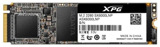 Твердотельный накопитель SSD M.2 1 Tb ADATA XPG SX6000 Lite Read 1800Mb/s Write 1200Mb/s 3D NAND TLC ASX6000LNP-1TT-C