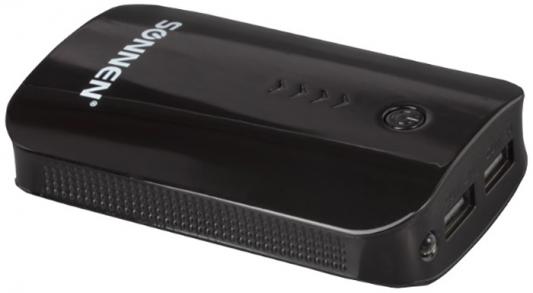 Аккумулятор внешний SONNEN POWERBANK V203, 6000 mAh, 2 USB, литий-ионный, черный, 262754