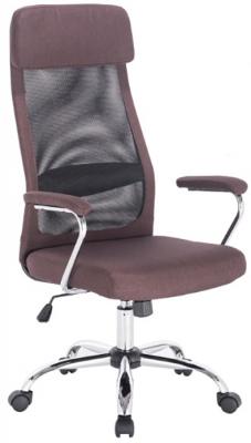 Кресло офисное BRABIX "Flight EX-540", хром, ткань, сетка, коричневое