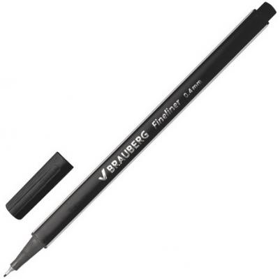 Ручка капиллярная BRAUBERG "Aero", трехгранная, металлический наконечник, 0,4 мм, черная, 142252