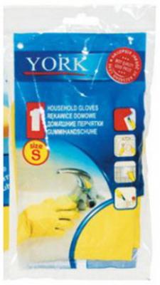 Перчатки хозяйственные резиновые YORK, суперплотные, с х/б напылением, рифленая ладонь, размер S (малый), 92030