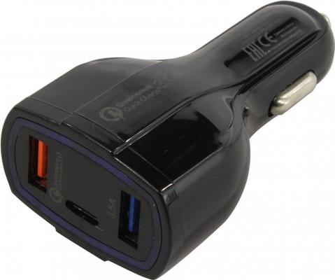 Автомобильное зарядное устройство ORIENT QC-12V3B 2 х USB USB-C 3.5А черный