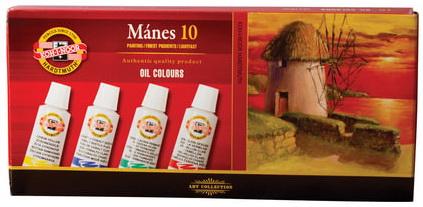 Краски масляные художественные KOH-I-NOOR "Manes", 10 цветов по 16 мл, в алюминиевых тубах, 01615S1001KS