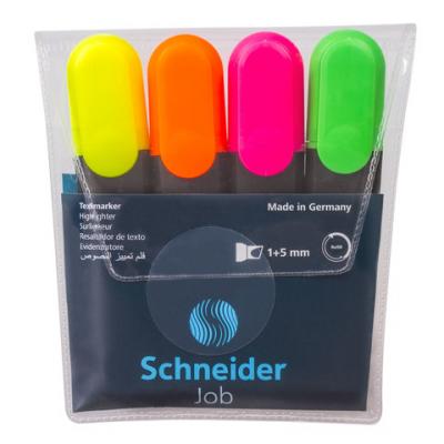 Набор текстмаркеров SCHNEIDER Job 1-5 мм 4 шт желтый зеленый оранжевый розовый