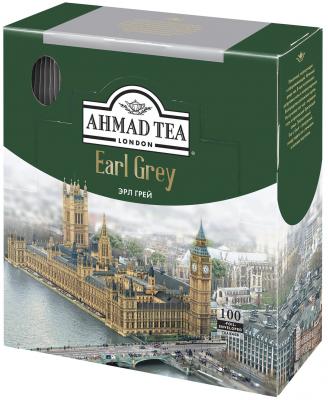Чай AHMAD (Ахмад) "Earl Grey", черный с ароматом бергамота, 100 пакетиков с ярлычками по 2 г, 595-012