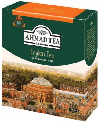 Чай AHMAD (Ахмад) "Ceylon Tea", черный, 100 пакетиков с ярлычками по 2 г, 163-08