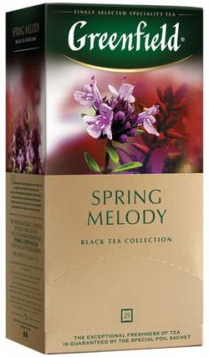 Чай GREENFIELD (Гринфилд) "Spring Melody" (Мелодия весны), черный, со вкусом чабреца, 25 пакетиков в конвертах по 2 г, 0525