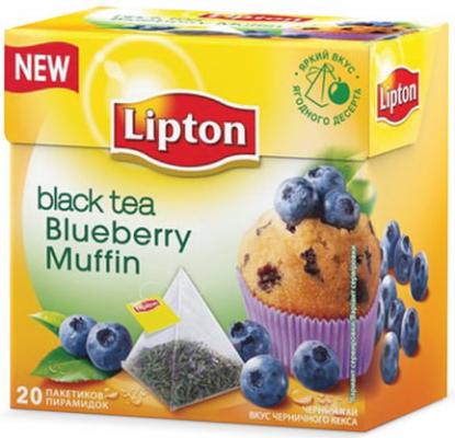 Чай LIPTON (Липтон) "Blueberry Muffin", черный со вкусом черничного кекса, 20 пирамидок по 2 г, 21187914