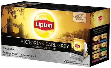 Чай LIPTON (Липтон) Discovery "Victorian Earl Grey", черный с бергамотом, 25 пакетиков по 2 г, 21187766