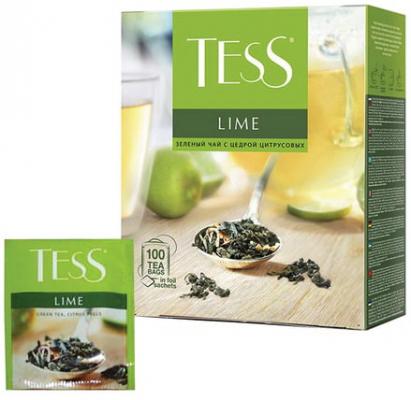 Чай TESS (Тесс) "Lime", зеленый с цедрой цитрусовых, 100 пакетиков по 1,5 г, 0920-09