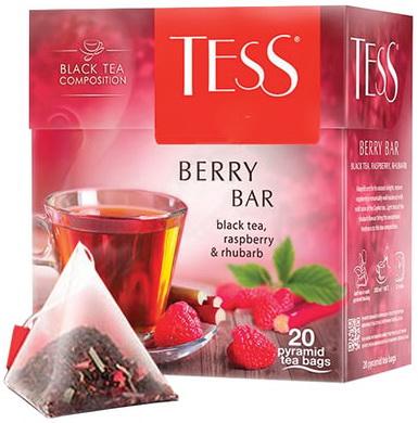 Чай TESS (Тесс) "Berry Bar", черный с малиной и ревенем, 20 пирамидок по 1,8 г, 0785-12