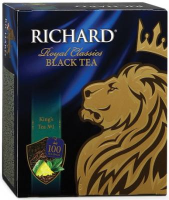 Чай RICHARD (Ричард) "King's Tea №1" ("Кингс Ти"), черный, ароматизированный, 100 пакетиков по 2 г, 610302