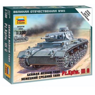 Танк ЗВЕЗДА "Средний немецкий T-III (Pz.Kpfw. III G)" 1:100 серый