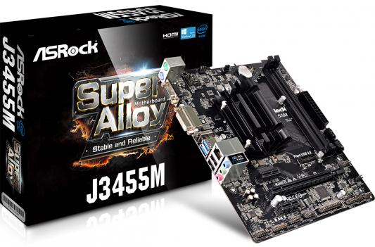Материнская плата ASRock J3455M с процессором Intel 2xDDR3 1xPCI-E 16x 2xPCI-E 1x 2 mATX Retail