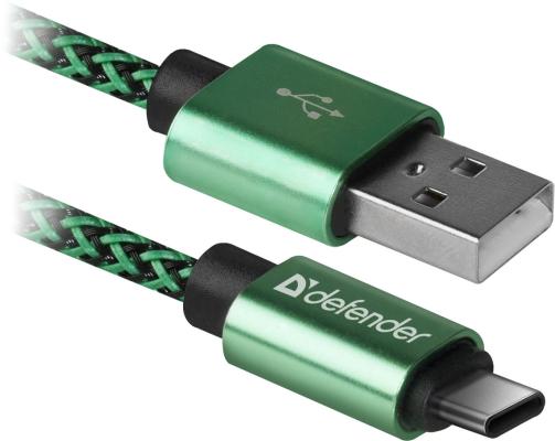Кабель Type-C 1м Defender USB09-03T PRO круглый зеленый 87816